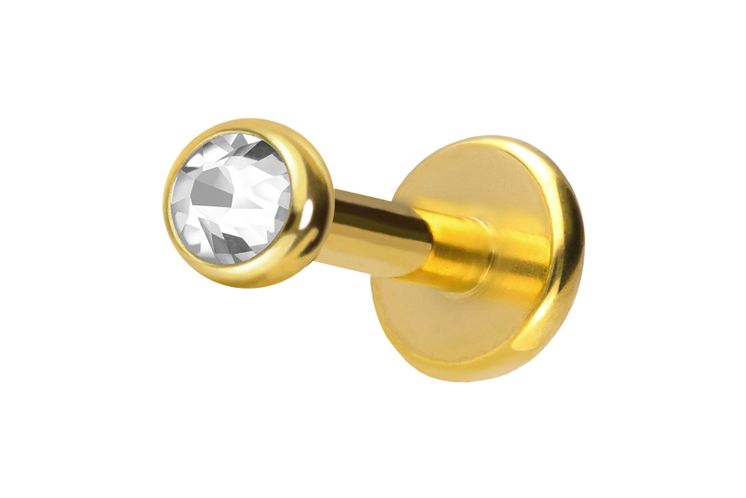 Titan Labret Piercing mit Push Fit KRISTALL